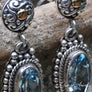 Bail Sterling Silver & 18K Gold Blue Topaz Post Earrings - OutOfAsia
